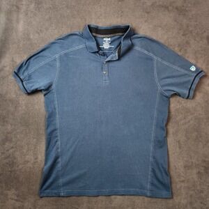 Kuhl Polo Shirt Mens Large‎ Blue Wildfibre Short Sleeve Organic Cotton Outdoors